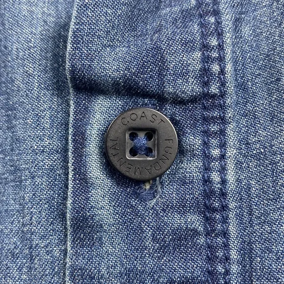 Fundamental Coast Denim Short Sleeve Button Up (Blue) - Picture 11 of 16
